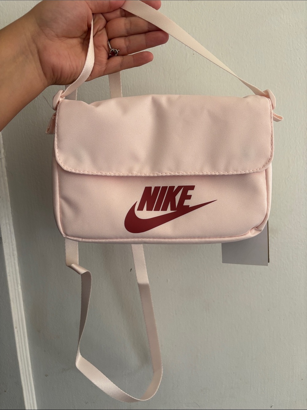 Nike Light Pink Crossbody Bag with Burgundy Logo